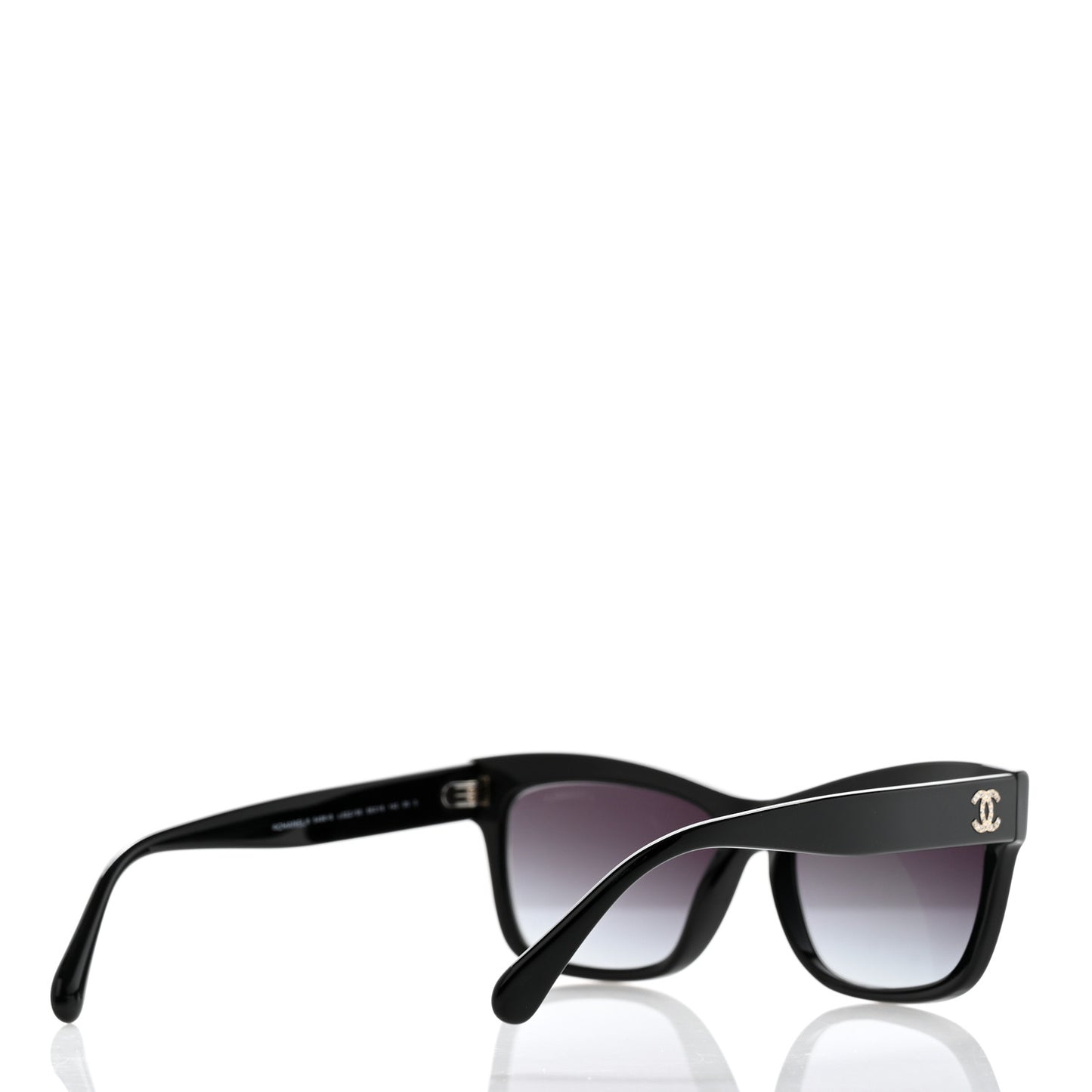 Acetate Crystal CC Rectangle Sunglasses 5496-B Black