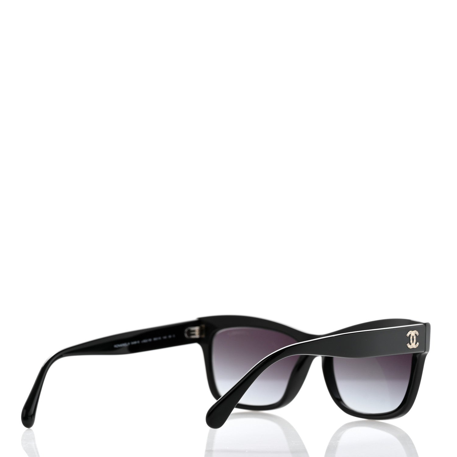 Chanel Acetate Crystal CC Rectangle Sunglasses 5496-B Black 4 of 8