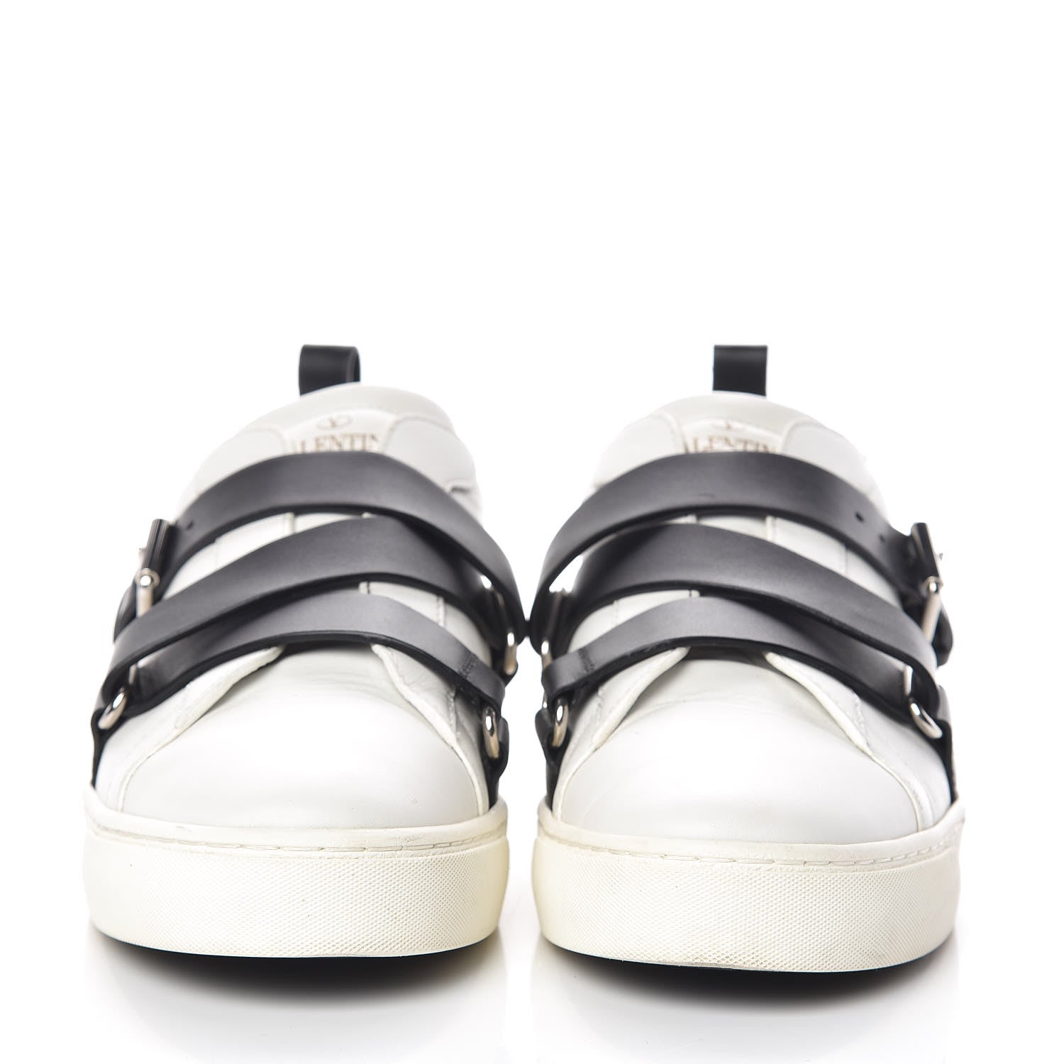 Valentino Garavani Calfskin Womens V Punk Low Top Sneakers 37.5 White Black 2 of 10