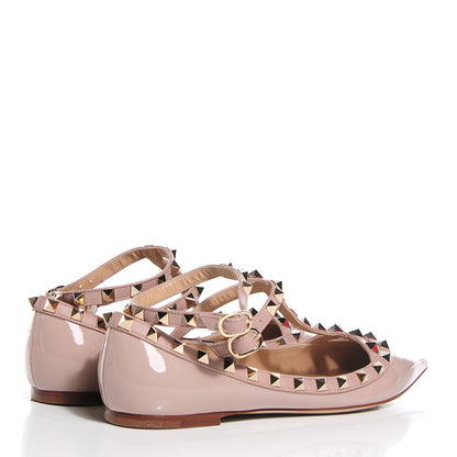Valentino Garavani Patent Rockstud Cage Ballerina Flats 37.5 Poudre 4 of 6