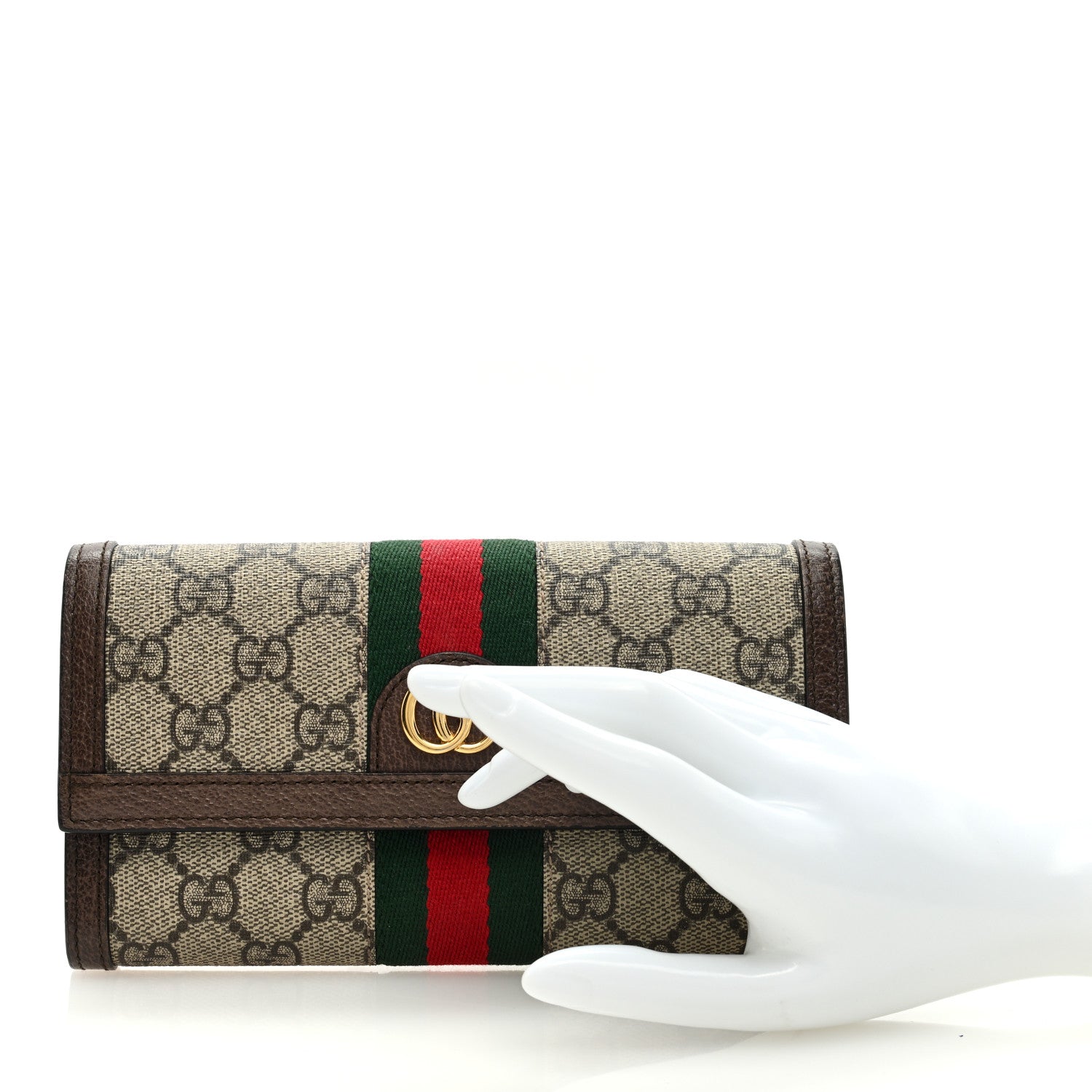 Gucci GG Supreme Monogram Web Ophidia Continental Wallet Brown 2 of 6