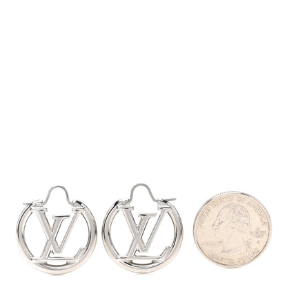 Louis Vuitton Palladium Small Louise Hoop Earrings Silver 2 of 5