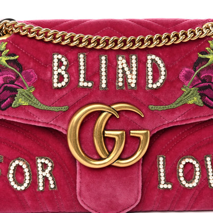 Gucci Velvet Matelasse Blind for Love Embroidered Medium GG Marmont Shoulder Bag Light Raspberry Rose Multicolor 8 of 10