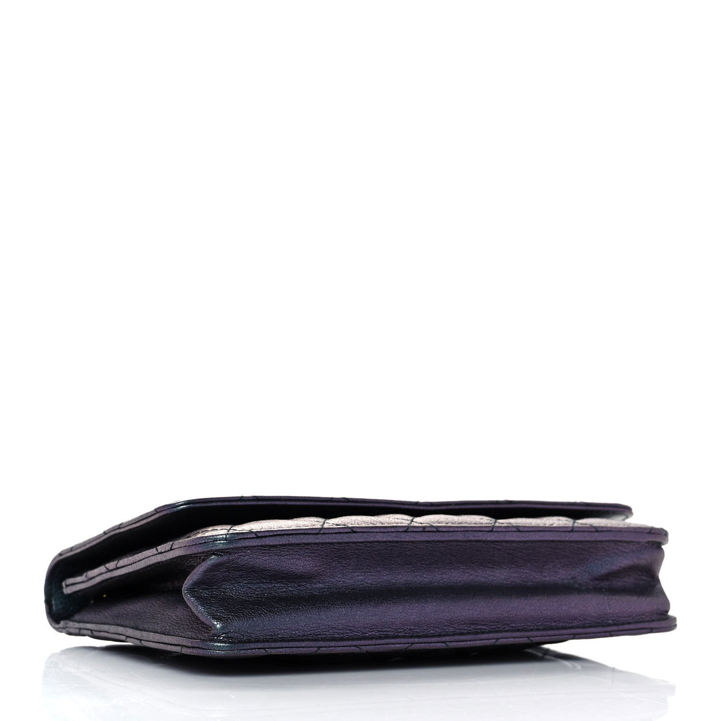 Iridescent Goatskin Quilted Wallet On Chain WOC Purple
