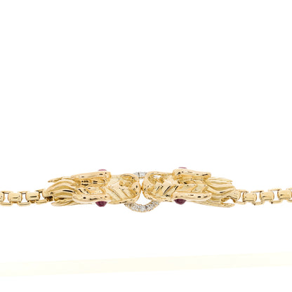 John Hardy 18K Yellow Gold Diamond Ruby Legends Naga Station Bracelet 3 of 4