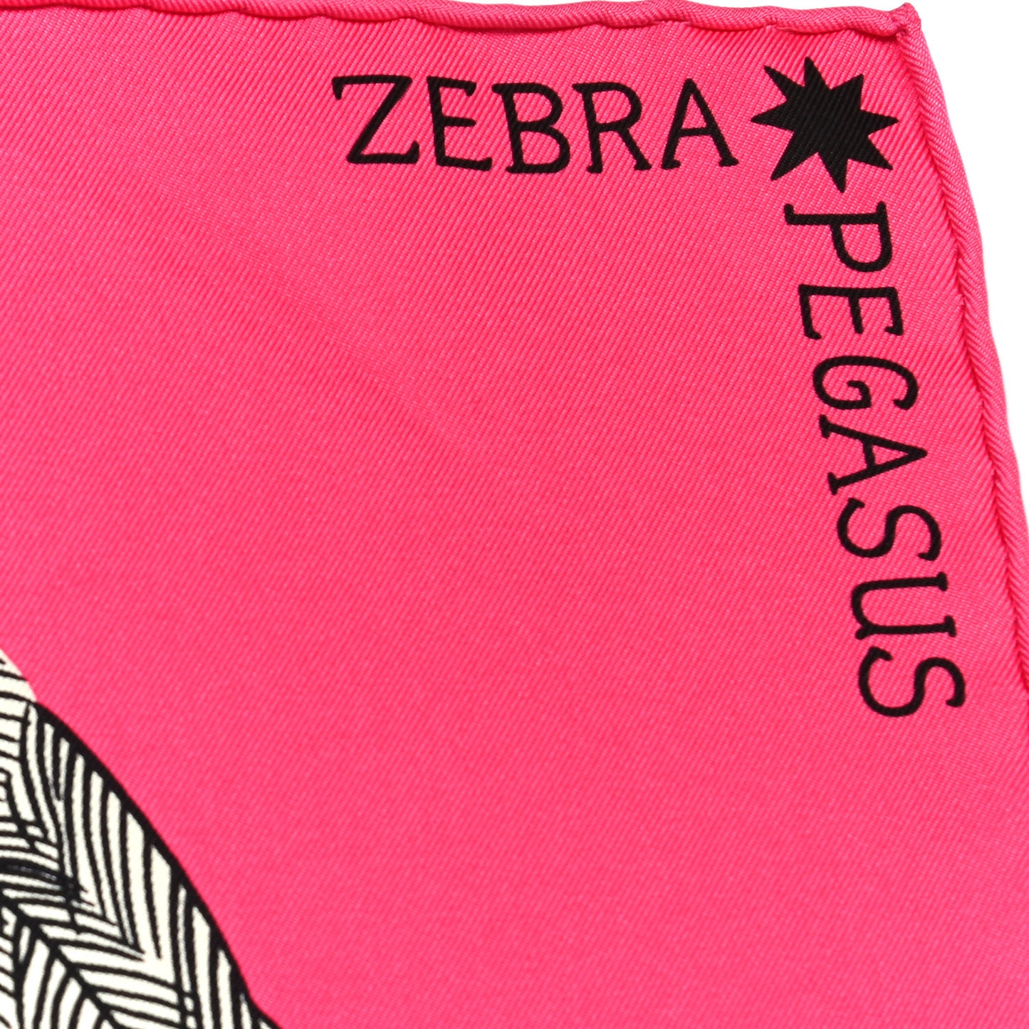 Silk Zebra Pegasus Scarf 90 Rose Vif Black Ivoire