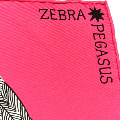 Hermes Silk Zebra Pegasus Scarf 90 Rose Vif Black Ivoire 4 of 6