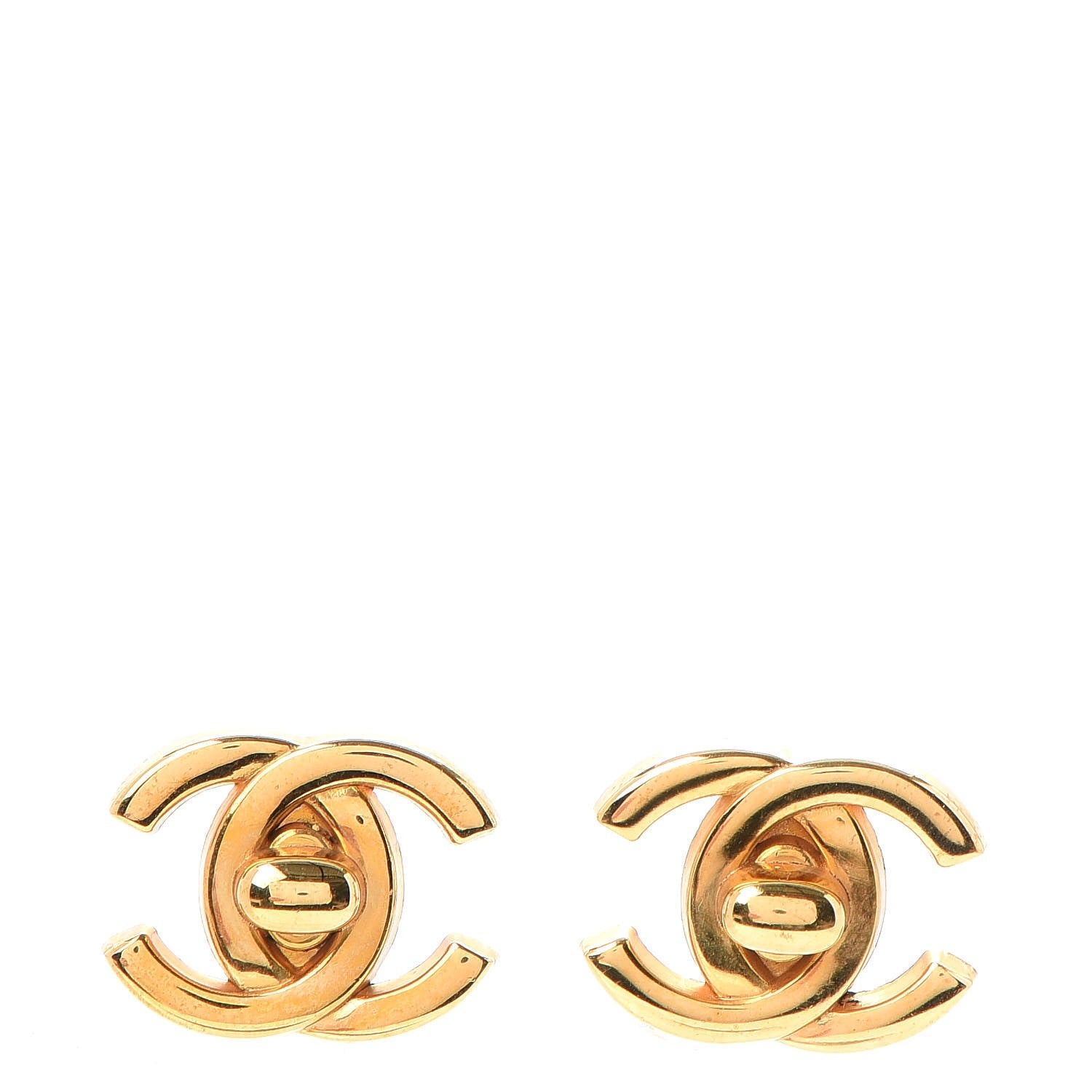 Chanel Metal CC Turnlock Clip On Earrings Gold 1 of 6