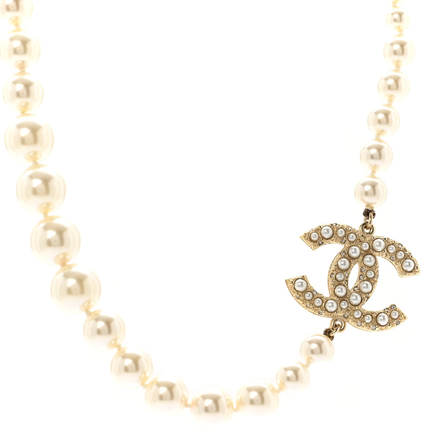 Pearl CC 100th Anniversary Necklace Light Gold