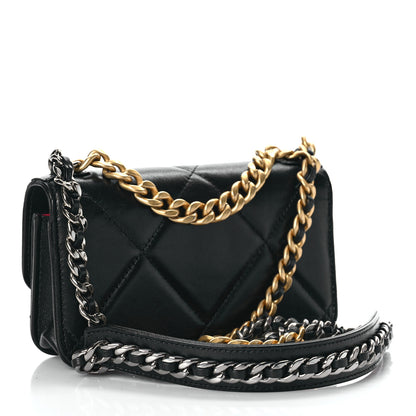 Chanel Lambskin Quilted Chanel 19 Flap Phone Holder With Chain Black 2 of 10