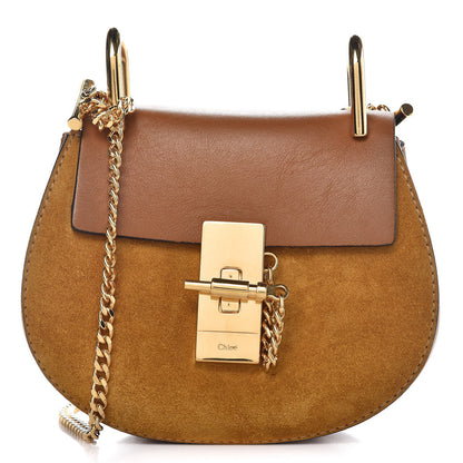 Chloe Suede Smooth Calfskin Nano Drew Shoulder Bag Caramel 1 of 6