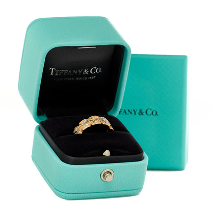 Tiffany 18K Yellow Gold Diamond  Victoria Vine Band Ring 53 6.25 6 of 6