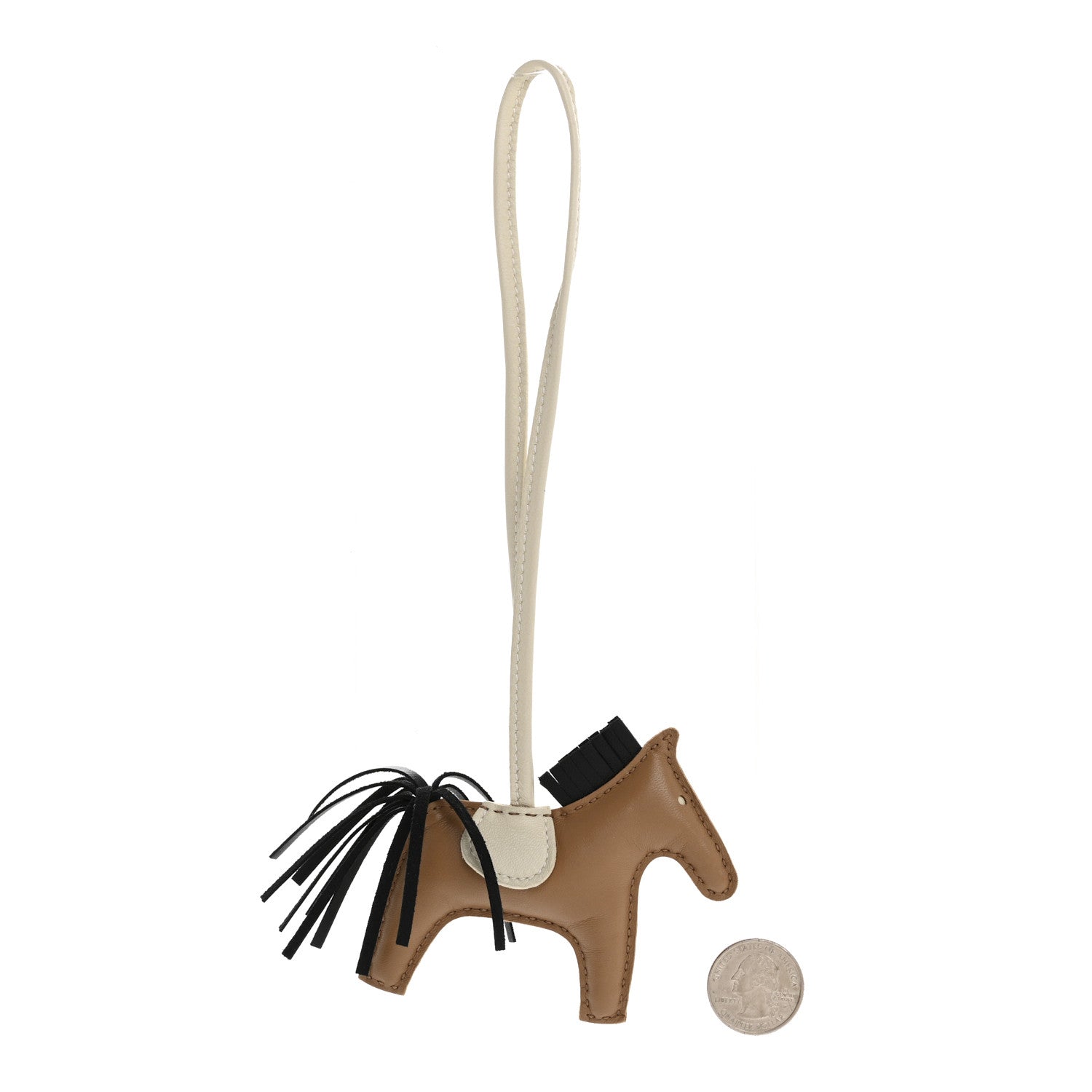 Hermes Milo Lambskin Grigri Rodeo Horse Bag Charm PM Sesame Black Nata 2 of 4