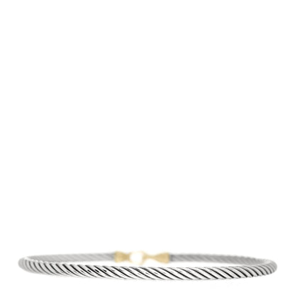 David Yurman Sterling Silver 18K Yellow Gold 3mm Cable Buckle Bracelet 3 of 4
