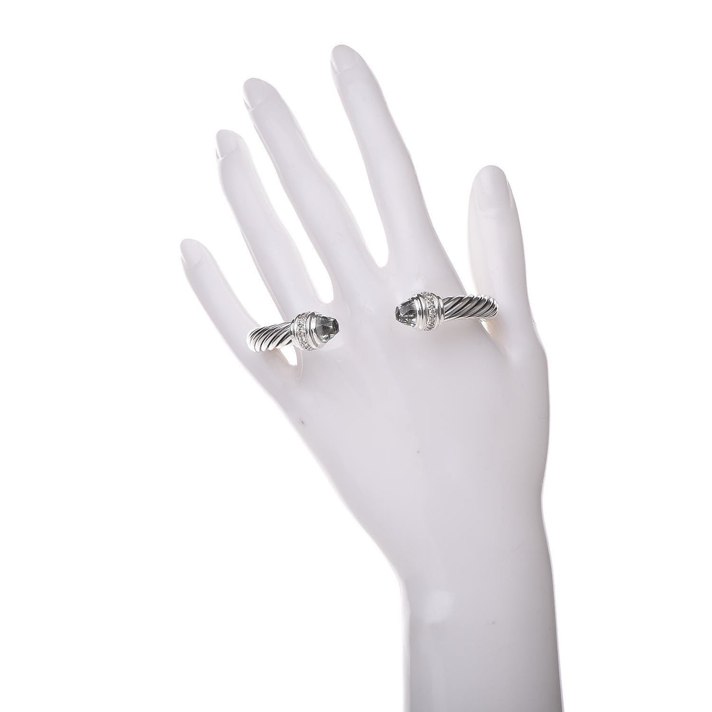 Sterling Silver Diamond Prasiolite 7mm Cable Classics Bracelet