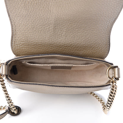 Gucci Metallic Pebbled Calfskin Small Soho Flap Crossbody Golden Beige 5 of 10