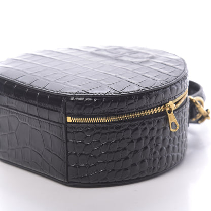 Balenciaga Calfskin Crocodile Embossed Vanity Round Bag XS Black 8 of 9