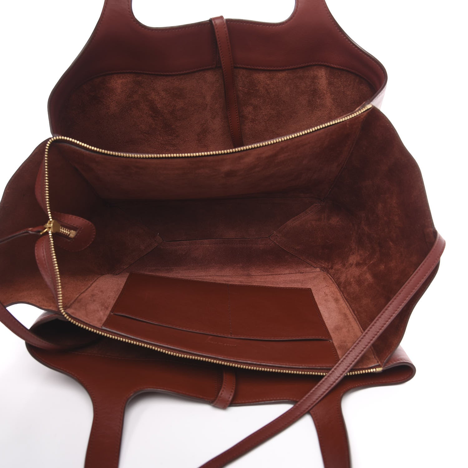 Celine Calfskin Medium Tri-Fold Bag Red Wood 4 of 11