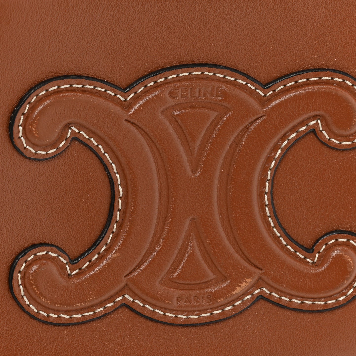 Smooth Calfskin Cuir Triomphe Coin and Card Pouch With Hook Tan