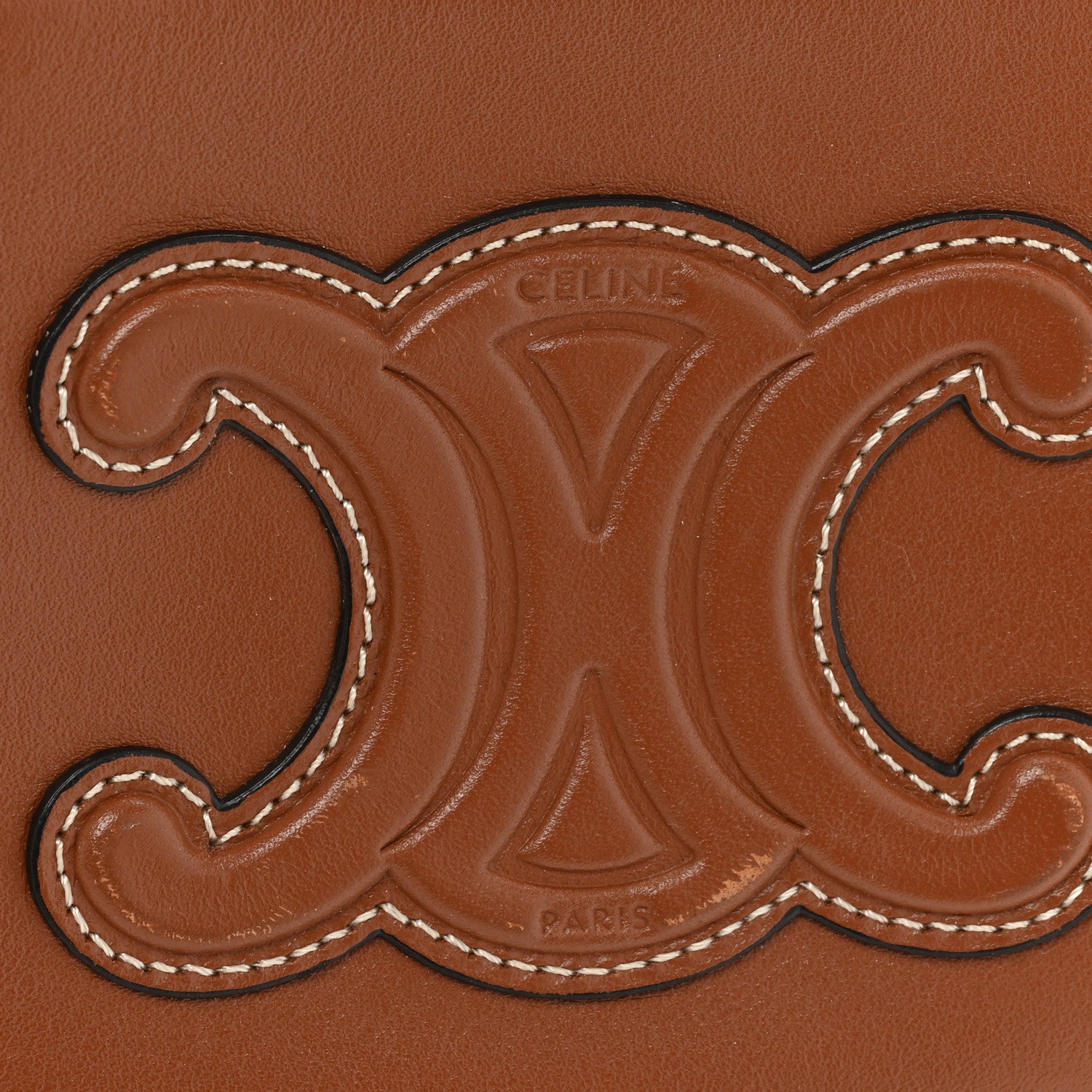 Celine Smooth Calfskin Cuir Triomphe Coin and Card Pouch With Hook Tan 12 of 12
