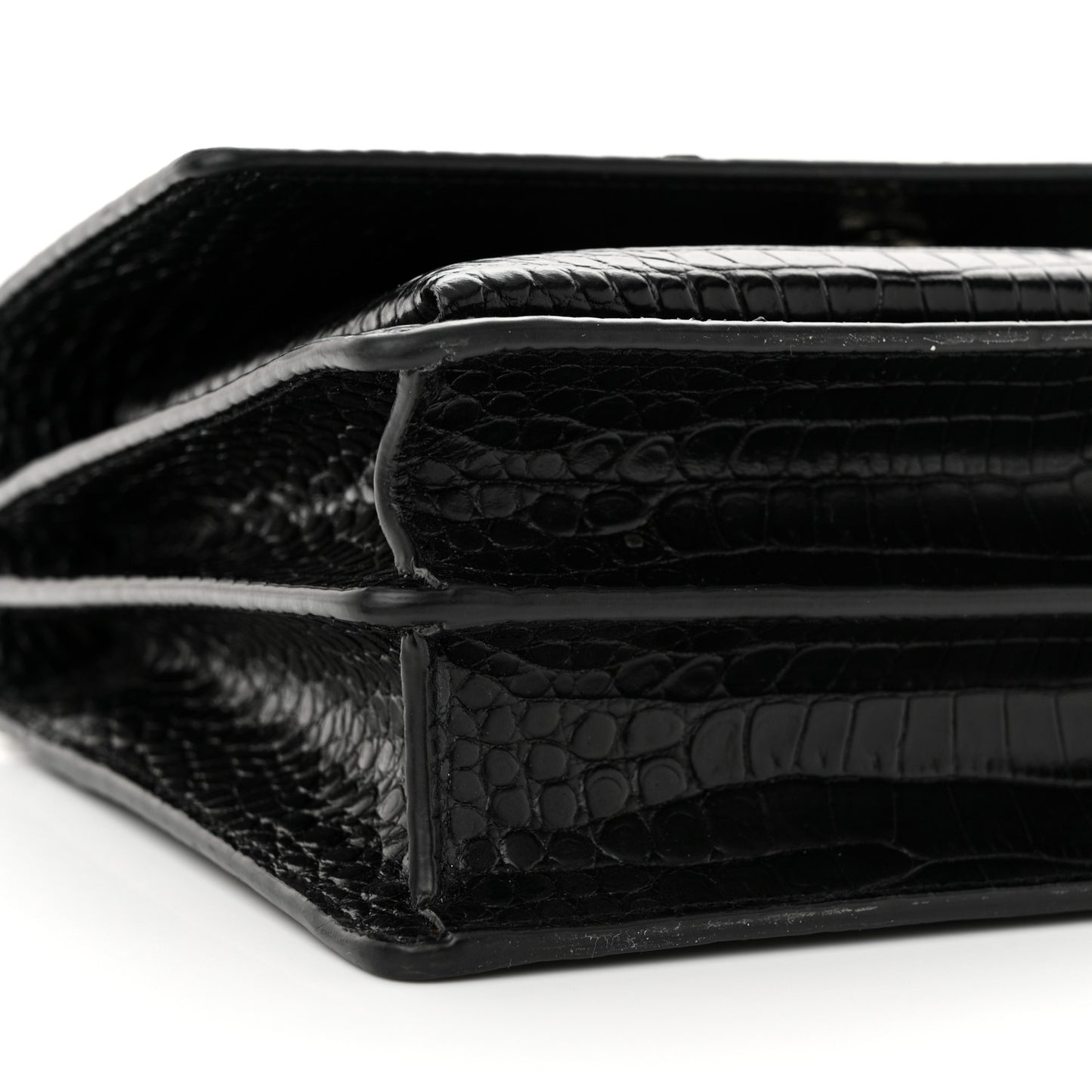Calfskin Crocodile Embossed Medium Monogram Sunset Black