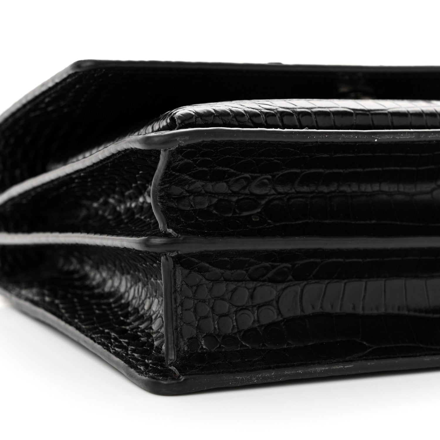 Saint Laurent Calfskin Crocodile Embossed Medium Monogram Sunset Black 9 of 14
