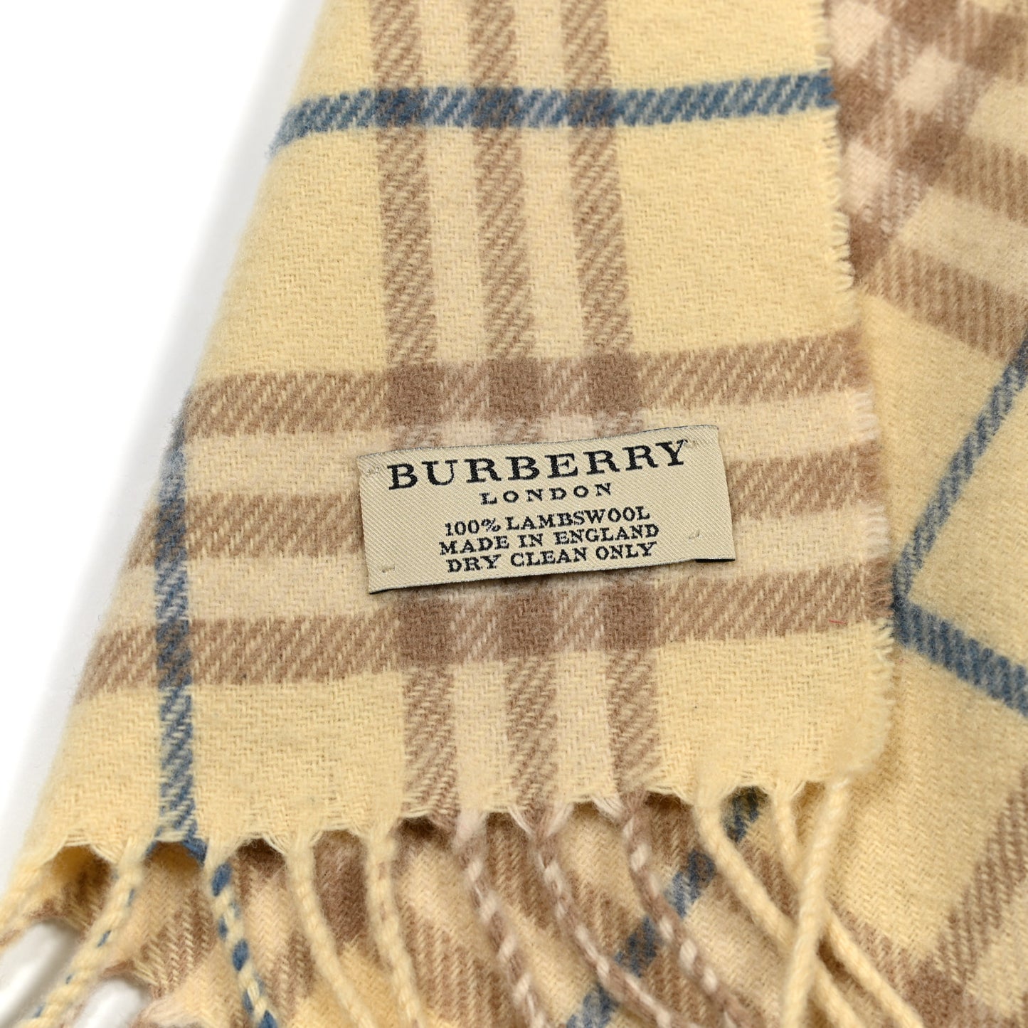 Cashmere Check Fringe Scarf Beige