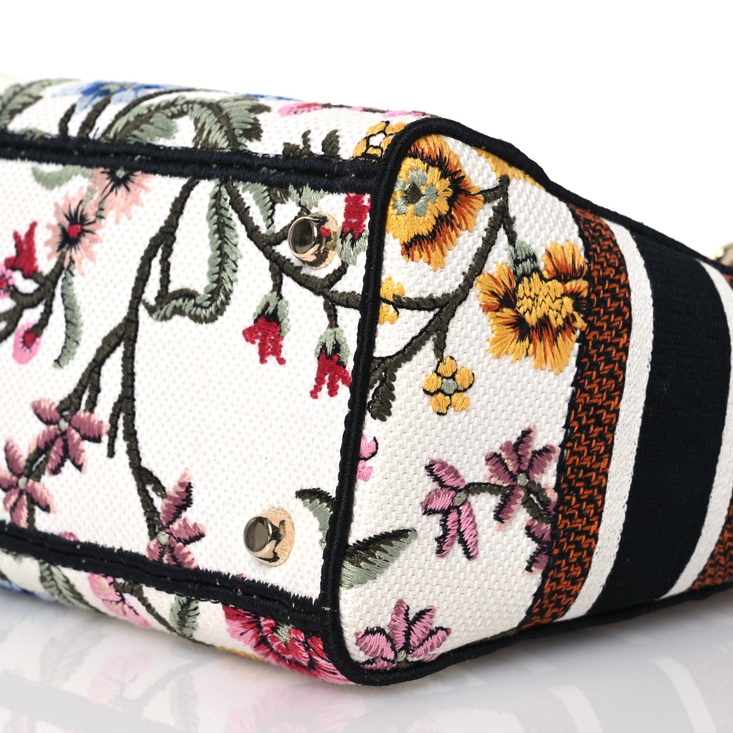 Canvas Embroidered Medium Lady D-Lite Ecru Multicolor