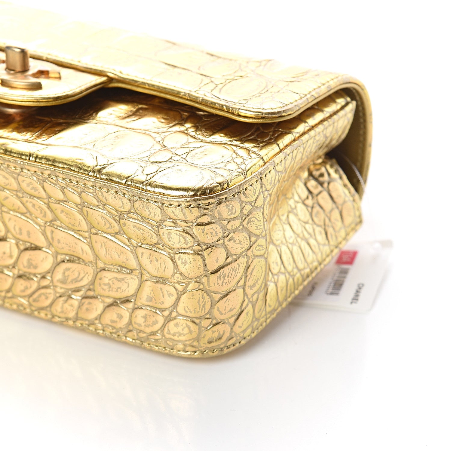 Chanel Metallic Calfskin Crocodile Embossed Cocodile Rectangular Mini Flap Gold 8 of 8
