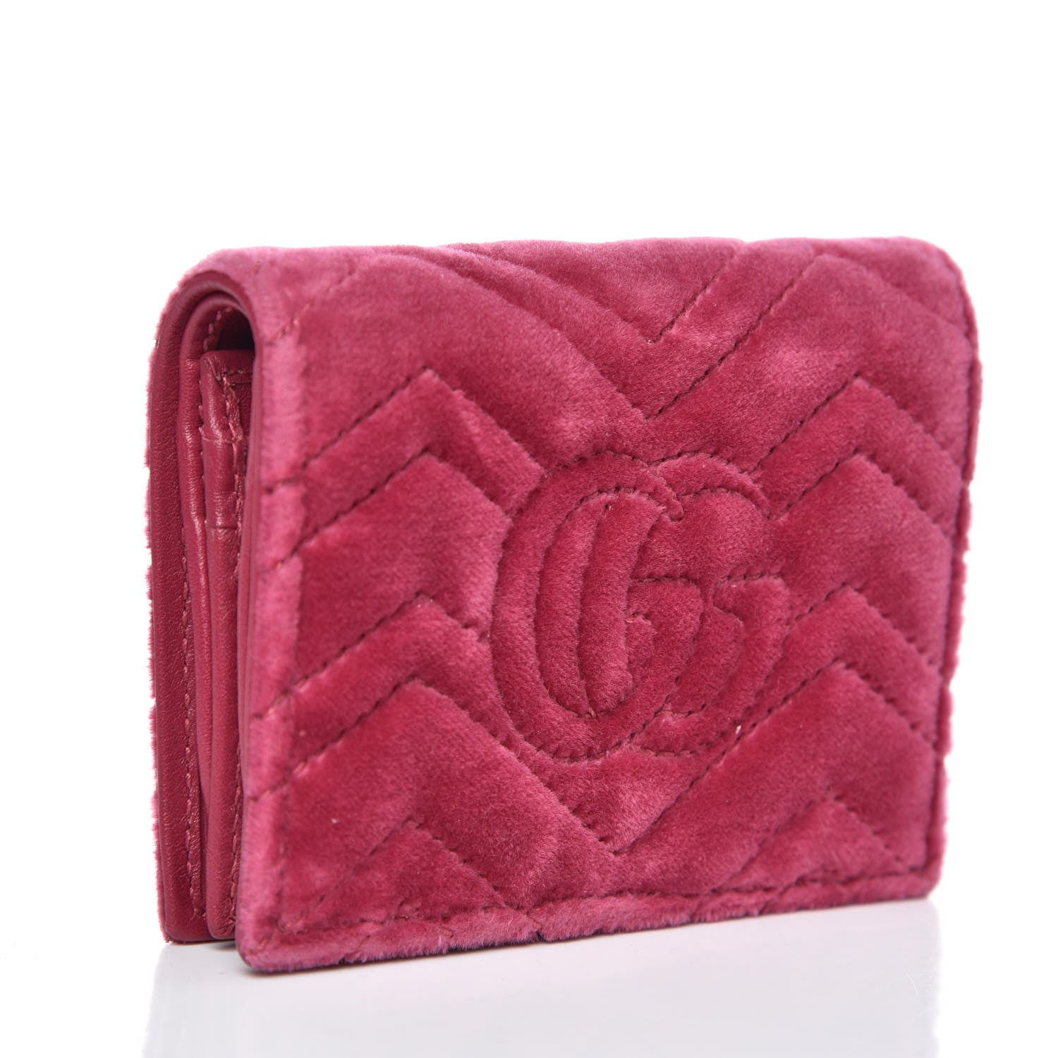 Gucci Velvet Matelasse Pearl Love Embroidered GG Marmont Card Case Wallet Light Raspberry Rose 3 of 9