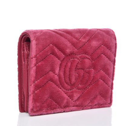 Gucci Velvet Matelasse Pearl Love Embroidered GG Marmont Card Case Wallet Light Raspberry Rose 3 of 9