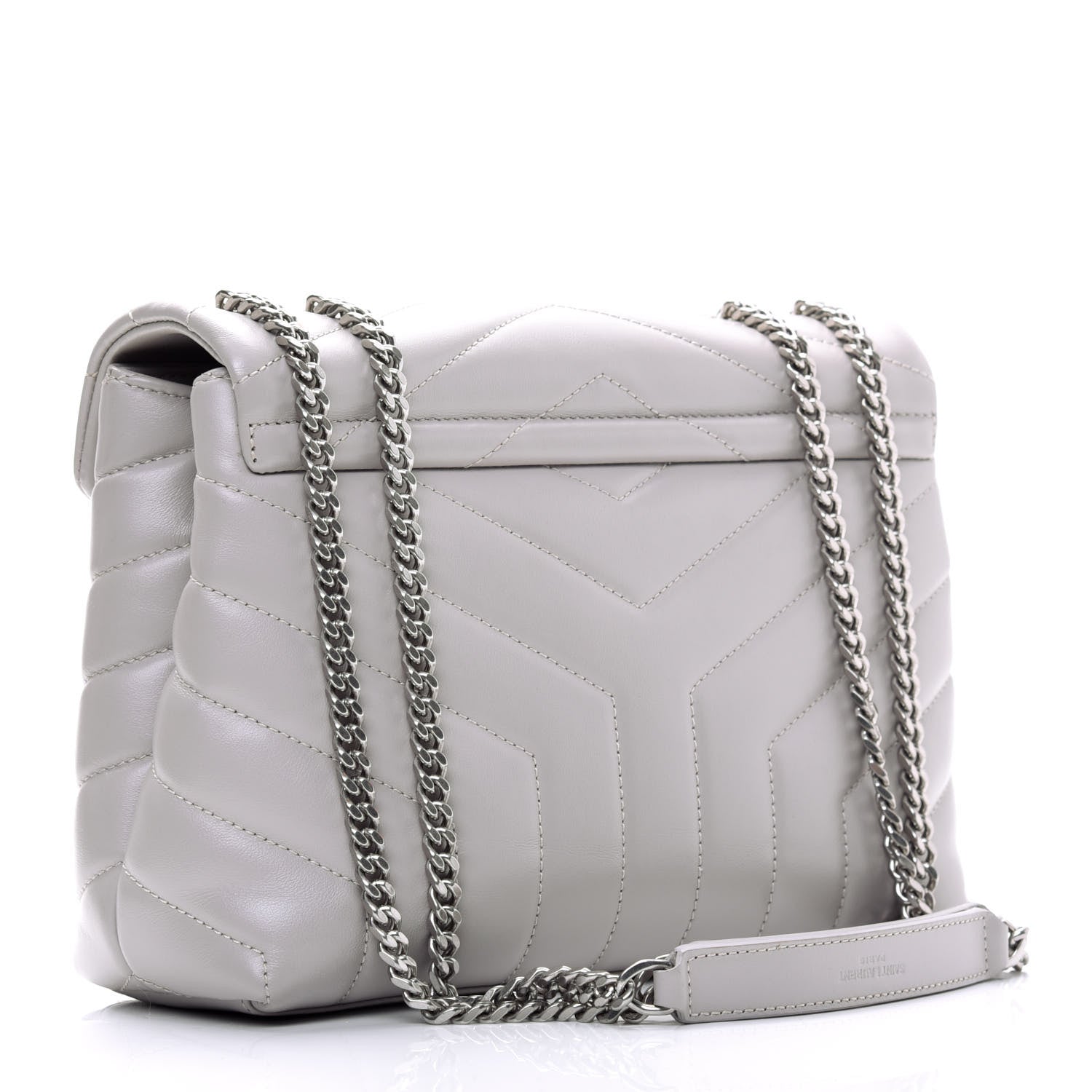 Saint Laurent Calfskin Y Quilted Monogram Small Loulou Chain Satchel Granite 3 of 19