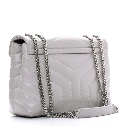 Saint Laurent Calfskin Y Quilted Monogram Small Loulou Chain Satchel Granite 3 of 19