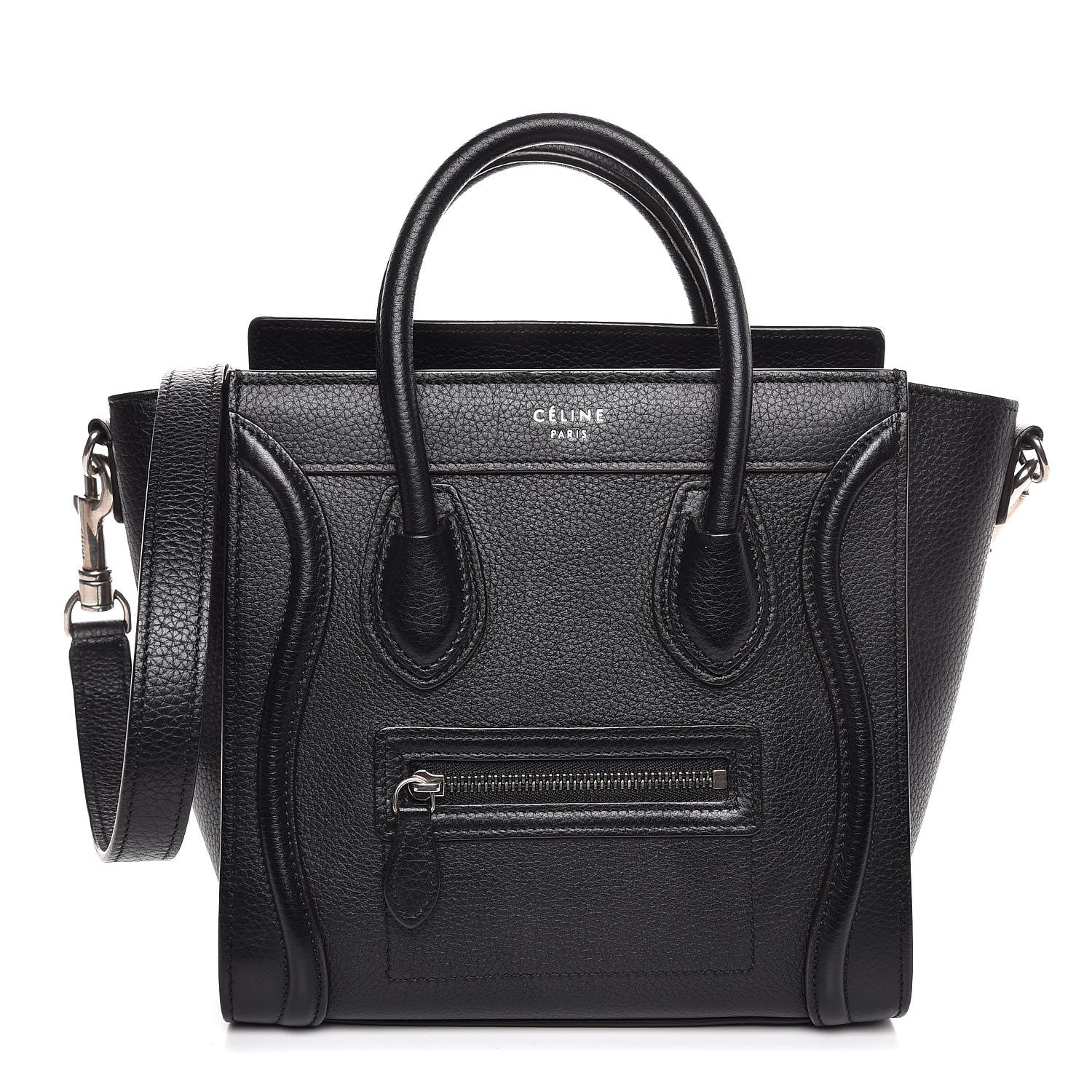 Celine Drummed Calfskin Nano Luggage Black 1 of 8