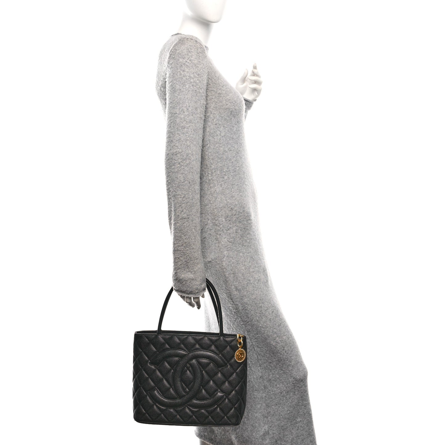 Caviar Quilted Medallion Tote Black