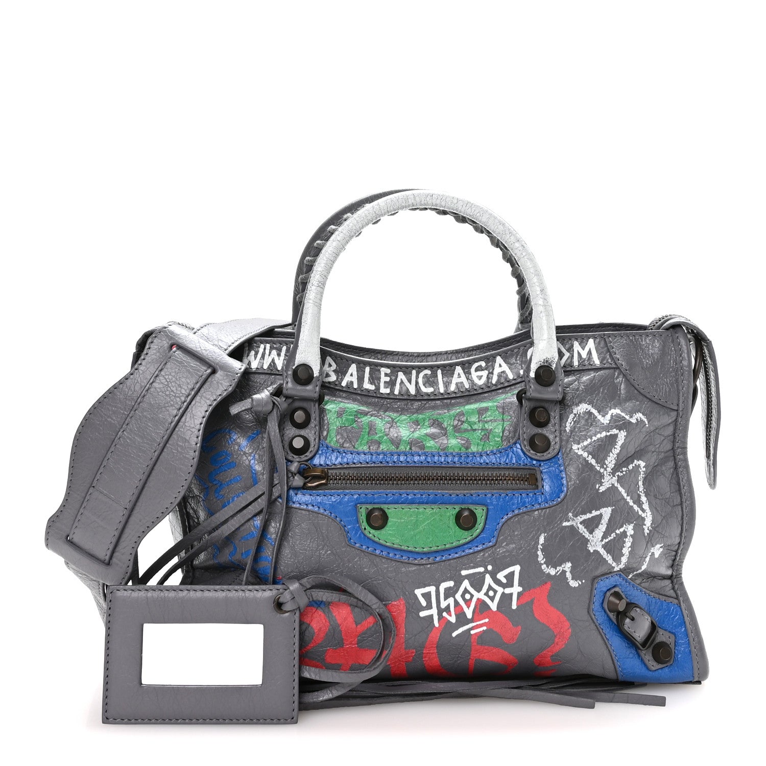 Balenciaga Agneau Graffiti All Over Classic Hardware S City Grey 3 of 11