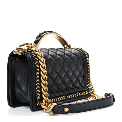 Chanel Lambskin Quilted Small Top Handle Boy Flap Black 3 of 10