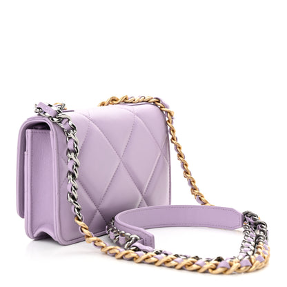 Chanel Lambskin Quilted Chanel 19 Wallet On Chain WOC Light Purple 4 of 15