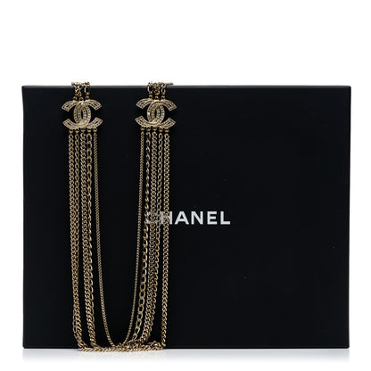 Chanel Multi Strand Chain Baguette Crystal CC Necklace Gold Gold 6 of 6