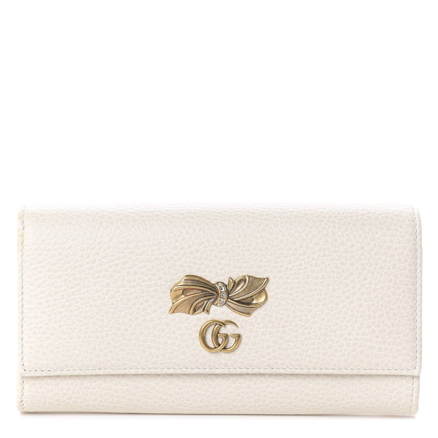 Gucci Calfskin Crystal Bow Continental Wallet Off White 1 of 5