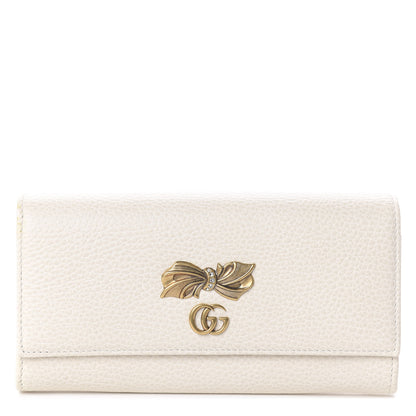 Gucci Calfskin Crystal Bow Continental Wallet Off White 1 of 5