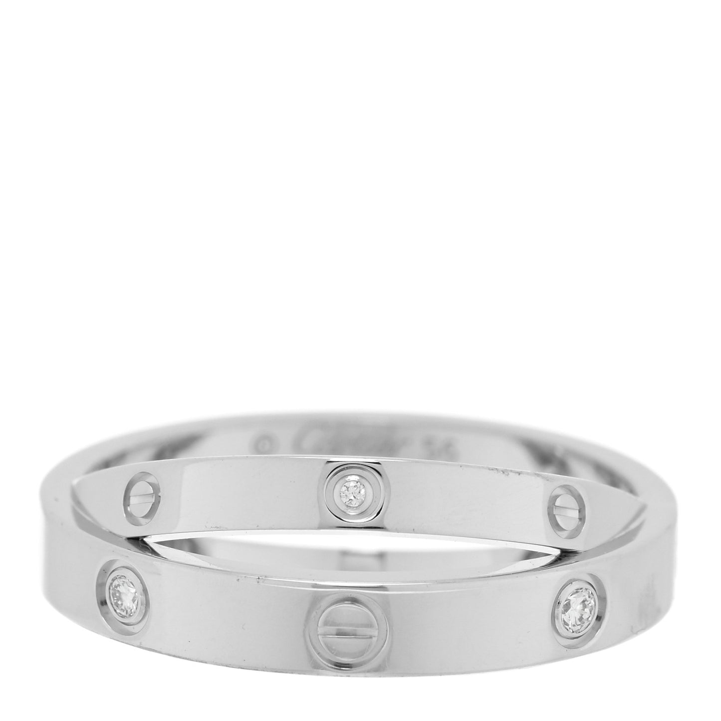 18K White Gold 6 Diamond LOVE Ring 56 7.5