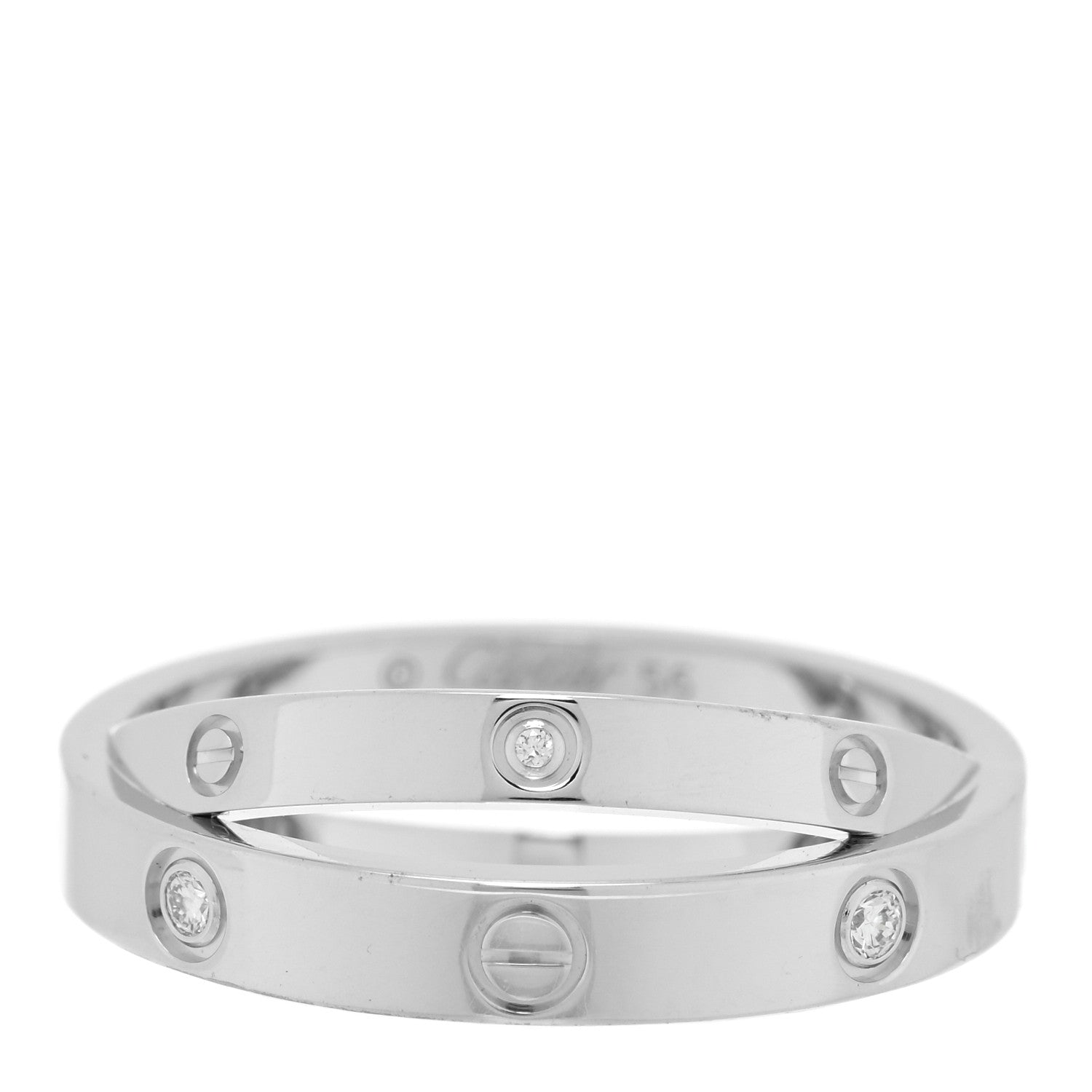 Cartier 18K White Gold 6 Diamond LOVE Ring 56 7.5 1 of 4