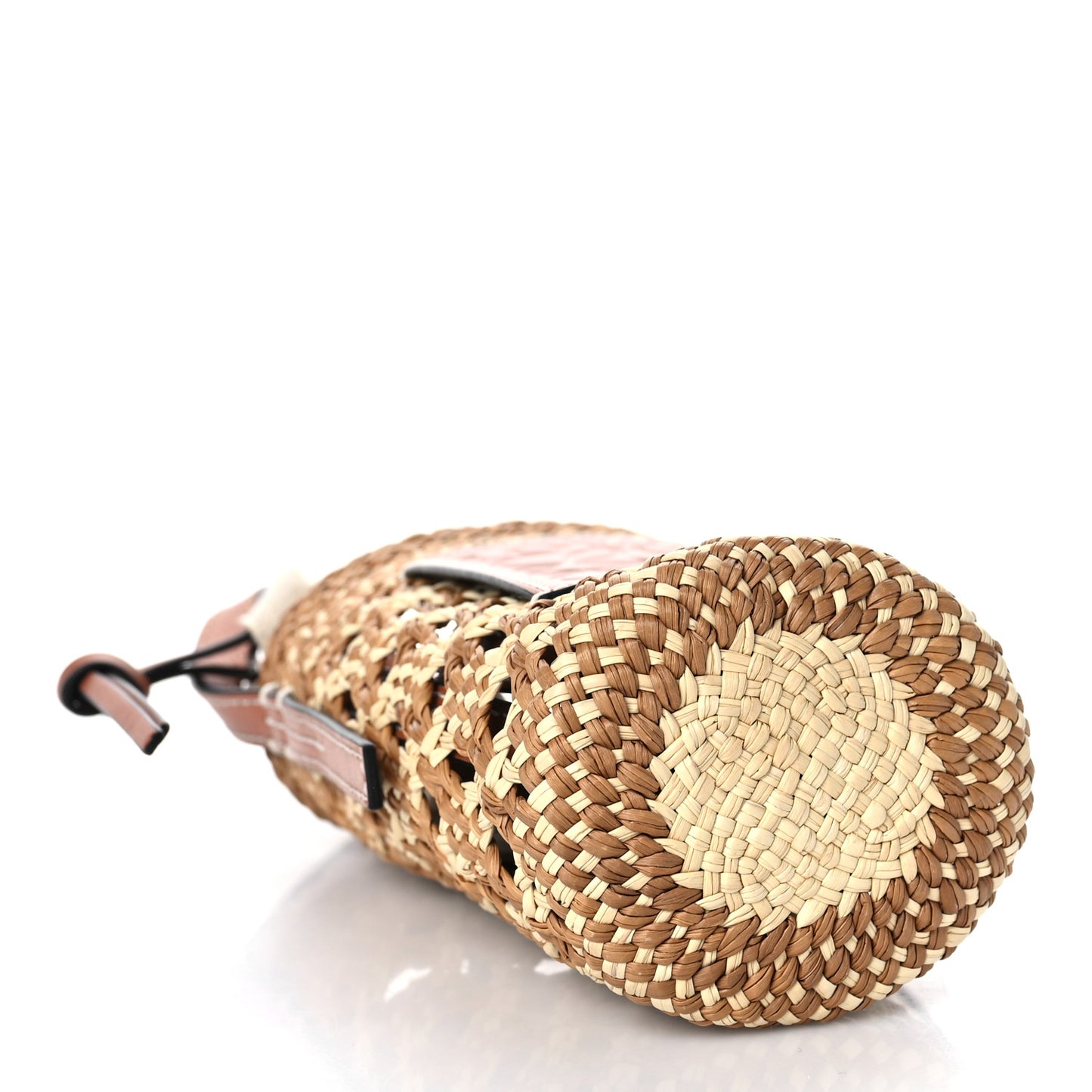 Calfskin Raffia Paulas Ibiza Bucket Bag Natural Tan