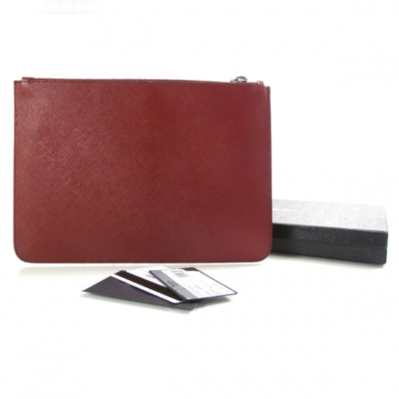 Prada Saffiano Flat Cosmetic Pouch Rubino 2 of 8