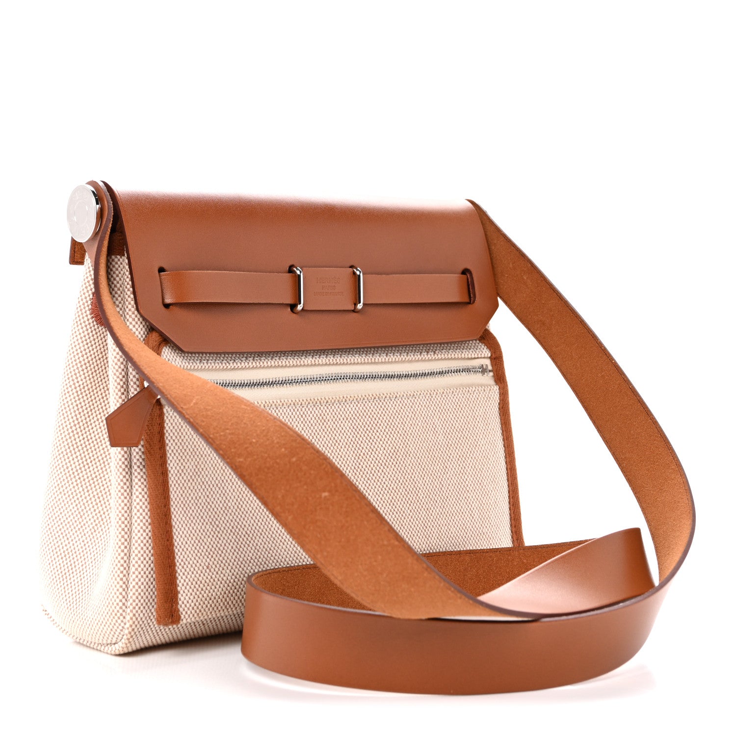 Hermes Military Toile Vache Hunter Herbag Zip Retourne 20 Ecru Beige Fauve 3 of 11