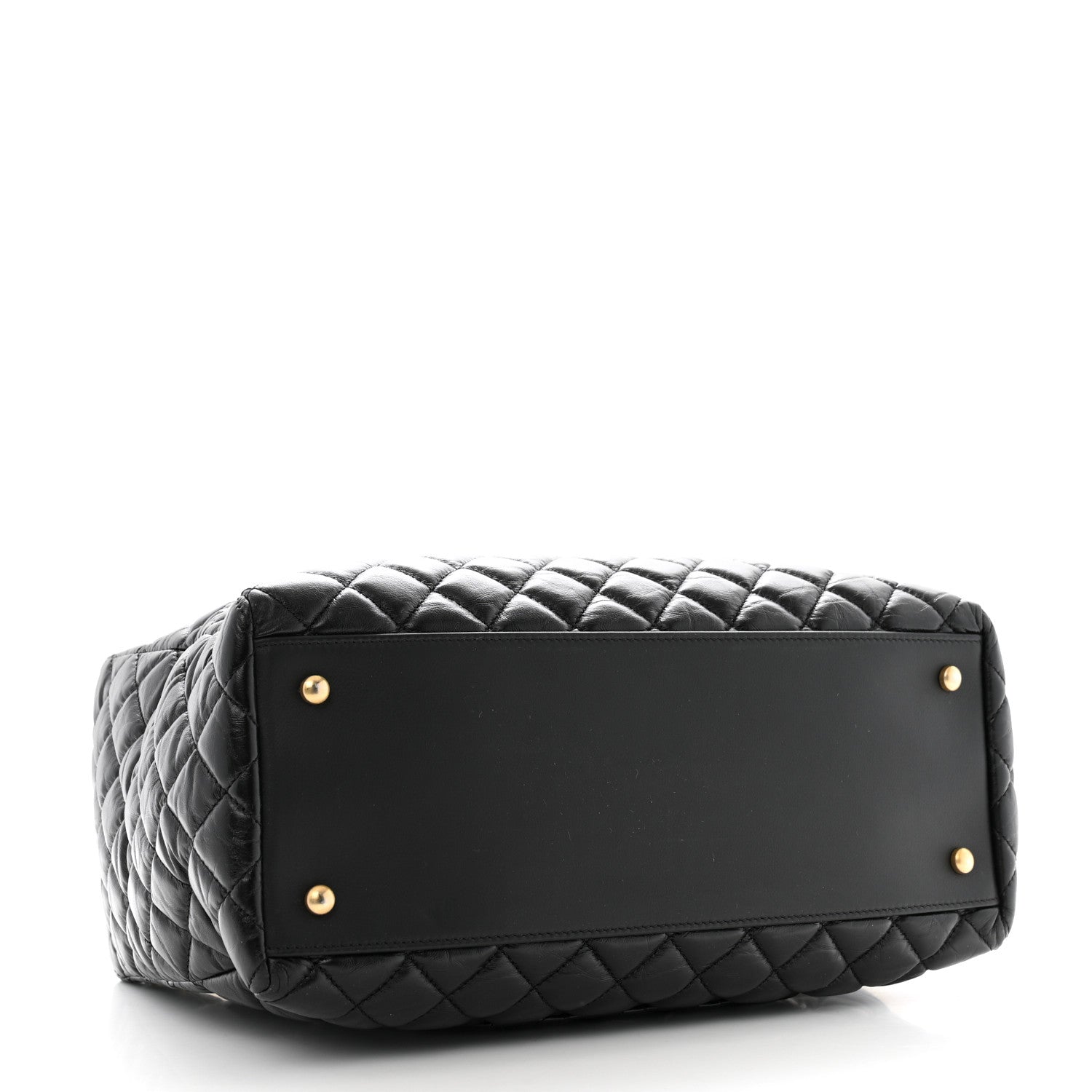 Chanel Aged Calfskin Quilted Large Coco Handle Shopping Tote Black 5 of 14