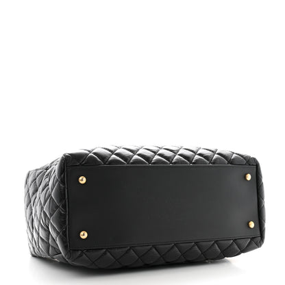 Chanel Aged Calfskin Quilted Large Coco Handle Shopping Tote Black 5 of 14