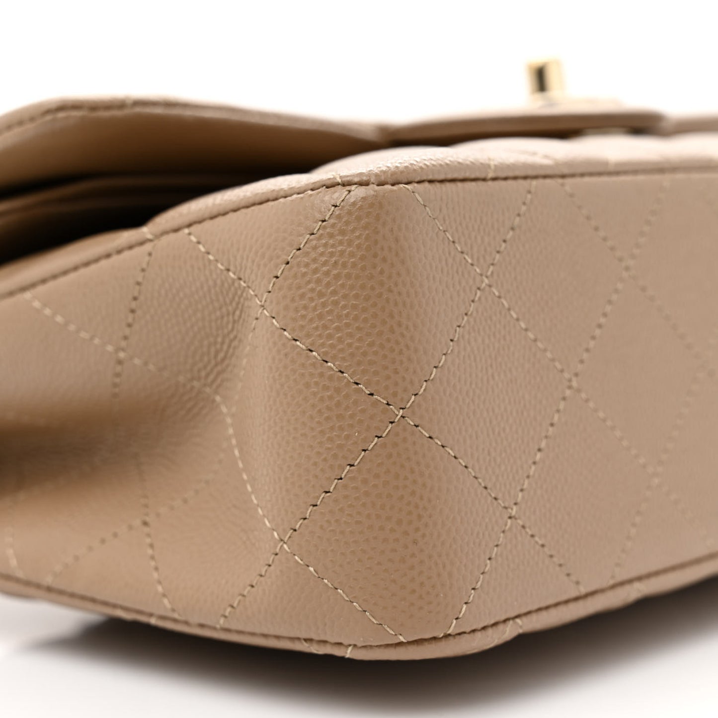 Caviar Quilted Small Double Flap Dark Beige