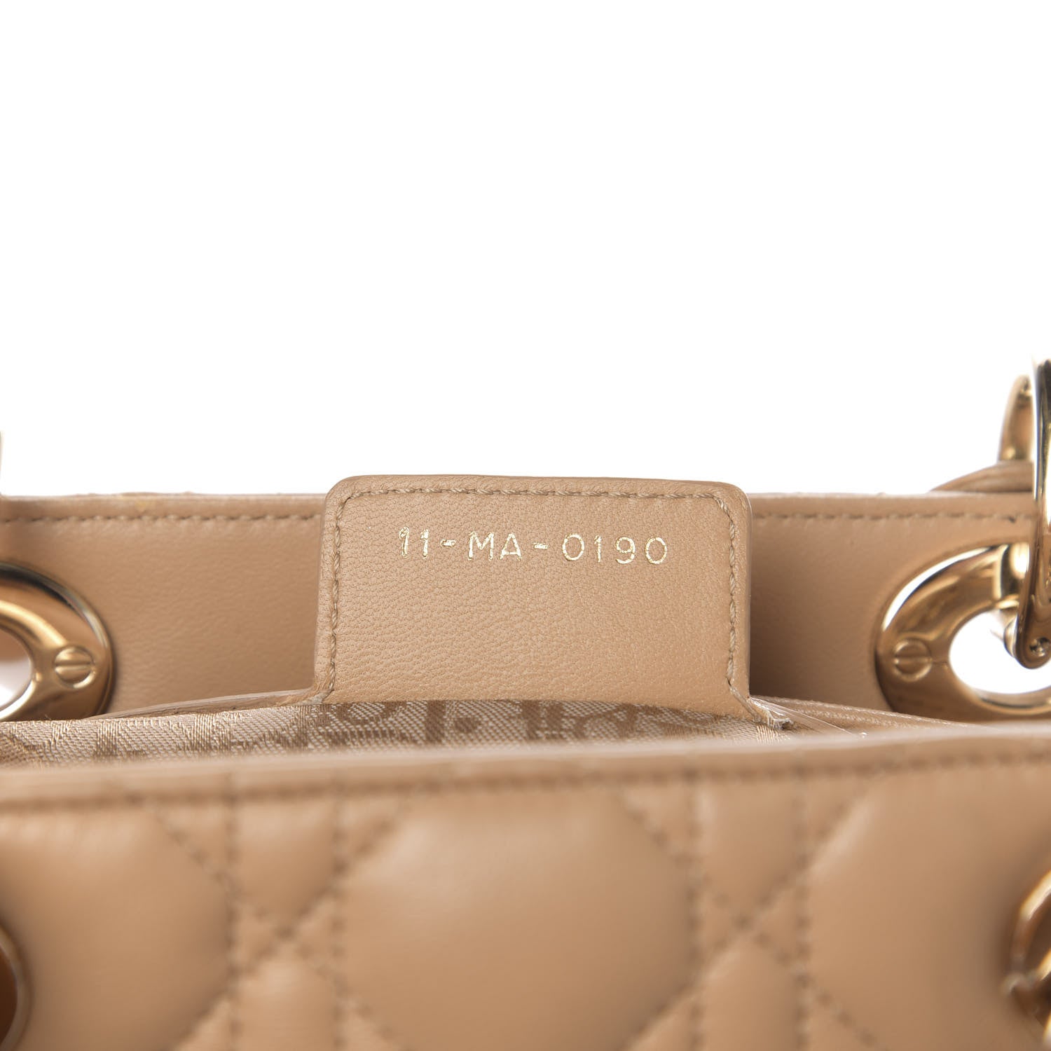 Christian Dior Lambskin Cannage Medium Lady Dior Beige 7 of 18
